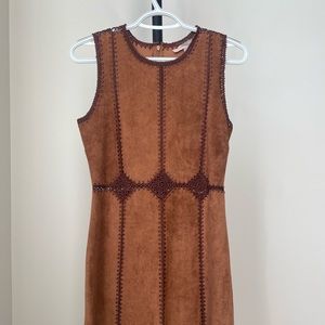 Faux suede like material, crochet inserts Brown Forever 21  dress